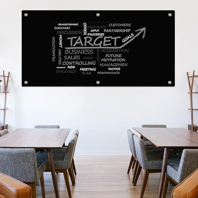 J&J worldwide Magnetic Black Glass Whiteboard 6' x 3', 70 x 35 Inches Large Frameless White Boards for Walls, Large Dry Erase Board for Office, Home, School