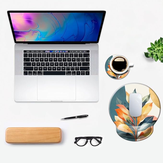 Ergonomic Mouse Pad with Wrist Support,Mouse Pad with Wrist Rest,Relieve Wrist Pain Mousepad Non-Slip Rubber Base,Mouse Pads for Desk,Computers,Laptop,Office,Home,Accessories Aesthetic Art