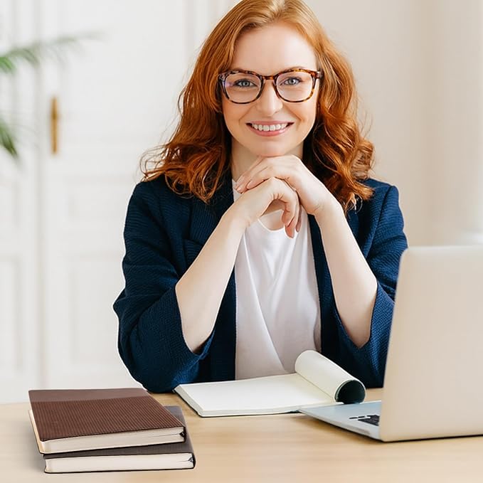 TSFPapier Lined Journal Notebook for Work College Ruled Note Book 5.79"x8.27" A5 PU Leather Daily Journaling 216 Pages for Women Men Writing Home School Supplies Business (Dark Gray)