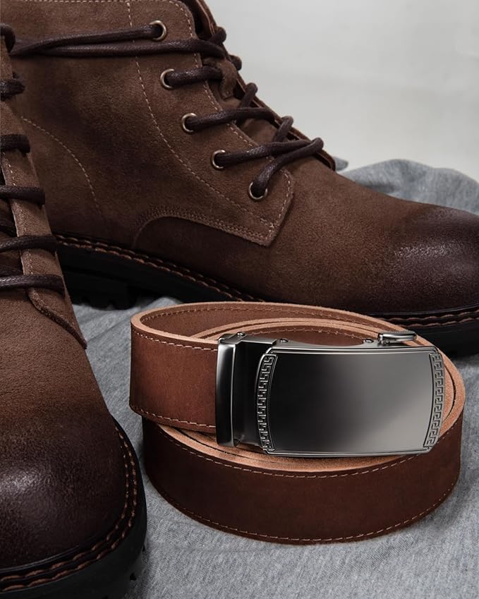 CHAOREN Mens Belt Leather Ratchet Belt - Customizable Fit, Effortless Style (35mm)
