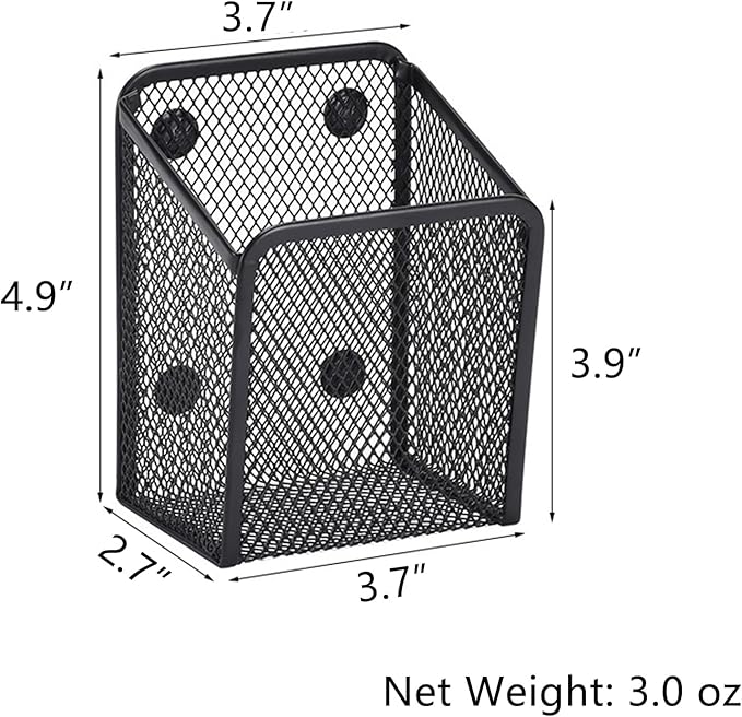 Magnetic Pencil Holders 2 Pack Metal Mesh Pencil Case Pen Basket for Blackboard Magnet Writing Utensil Cups Storage Organizers for Whiteboard Refrigerator