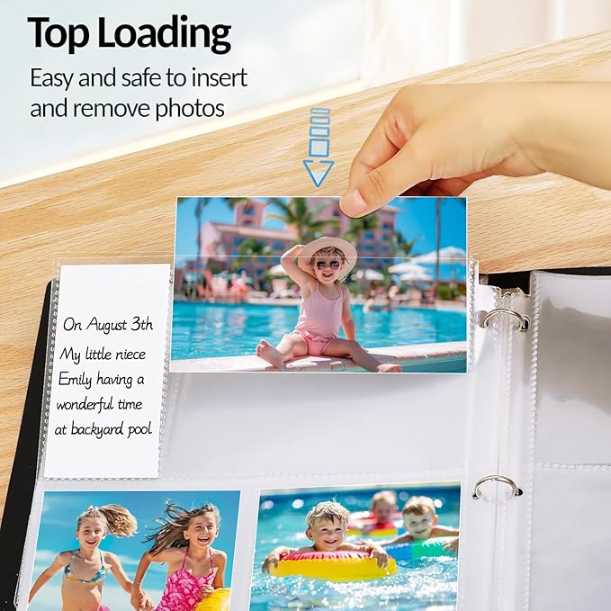 35-Pack 4x6 Clear Photo Sleeves for 3 Ring Binder - 210 Photo Acid Free Plastic Archival Protector Refill Pages for 8.5x11