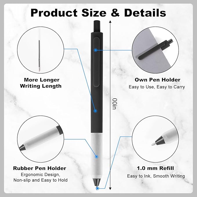 Pens Bulk, 100 Pcs Retractable Ballpoint Pens Medium Point (1.0mm) Rollerball Pens for Smooth Writing Women Men Gifts, (40Black&40Blue&20Red Ink) for Journaling School and Office Supplies Use