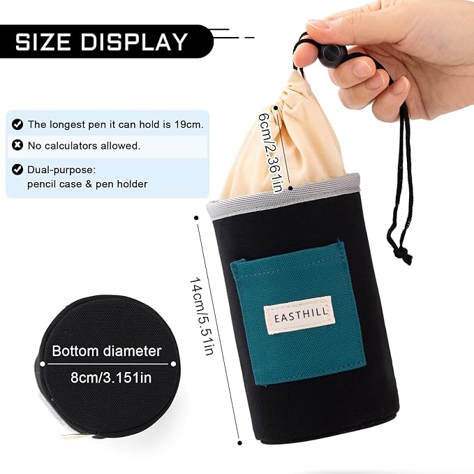 EASTHILL Desk Organizer Pencil Holders Pen Case Pouch for Girls Home School and Office Supplies-Black