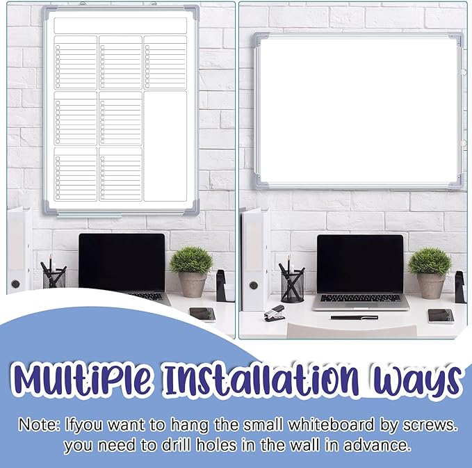 Lincia Magnetic to Do List Whiteboard for Wall 24" x 18" Large Weekly Dry Erase Board, Hanging Double-Side White Board Calendar for Planning Drawing Memo Home Kitchen Office(White)