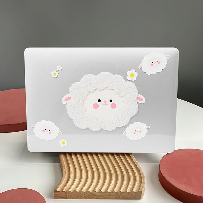 DTangLsm Compatible with MacBook Pro 13 inch Case M2 2024 2023 2022-2016 A2338 M1 A2159 A2289 A2251 A1989 A1706 A1708 Handmade Plastic Hard Shell 3D Plush Sheep Case & Keyboard Cover, Cute Sheep