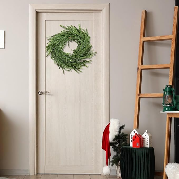 2 Pcs Christmas Norfolk Pine Garland, 6 FT Real Touch Norfolk Pine Garland Ornament, Christmas Artificial Greenery Cedar for Holiday Mantle, Table, Fireplace, Stair, Indoor, Outdoor Xmas Decorations