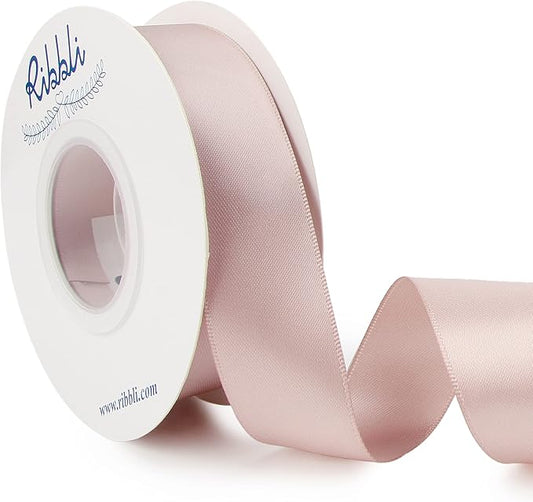 Ribbli Vanilla Double Faced Satin Ribbon,1” x Continuous 25 Yards,Use for Craft Bows Bouquet, Gift Wrapping, Wedding Decoration, Floral Arrangement