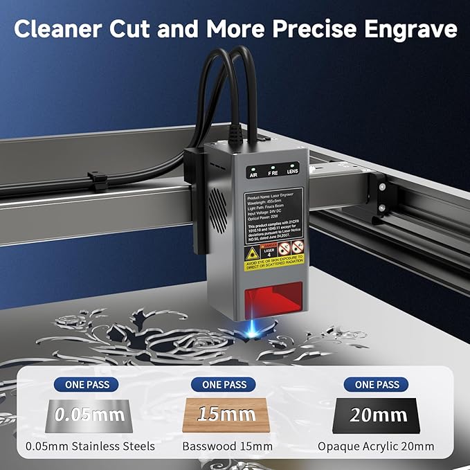 Creality Falcon2 Pro 22W Laser Engraver, Enclosed Laser Cutter with Air Assist, HD Camera Positioning, Auto Fan, Class 1 Safety Laser Engravering Machine for Wood and Metal, Acrylic