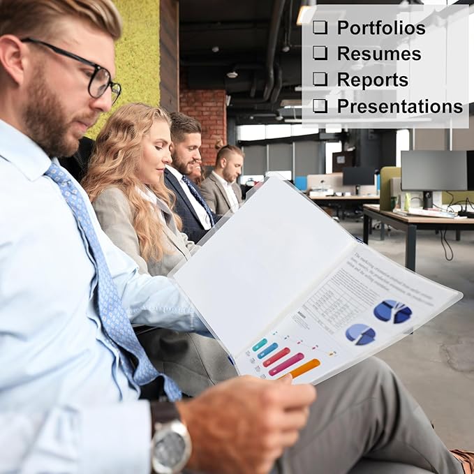 JOERSH 10Pcs Clear Report Covers with Sliding Bar, 40 Sheet Capacity Plastic Binder Paper Protector, Report Folders with Clear Cover for Resume File Documents, 5 Colors