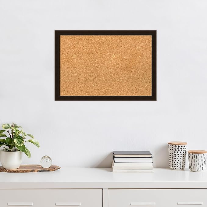 Amanti Art Natural Cork Board for Wall, 18x26 Vision Board with Brown Wood Frame, Medium Corkboard Office Decor for Home Organization, Rustic Farmhouse Corkboard Pinboard to display items for home
