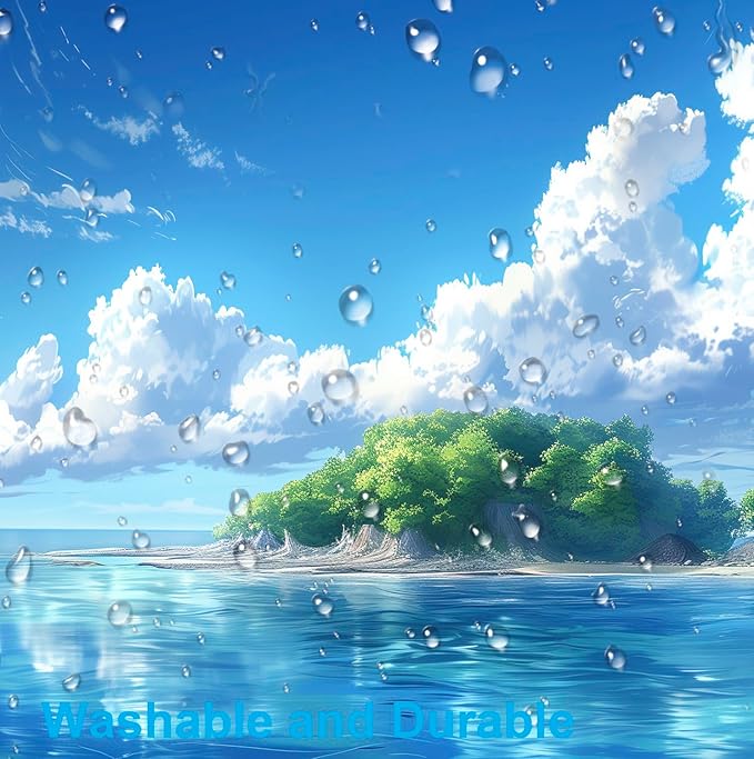 Healing Blue Sky Forest Sea Beach Scenery Keyboard Pad, Extended Office Computer Gaming Desktop Mouse Pad 35.4 x 15.7 Inches Non Slip Rubber Base with Stitched Edges