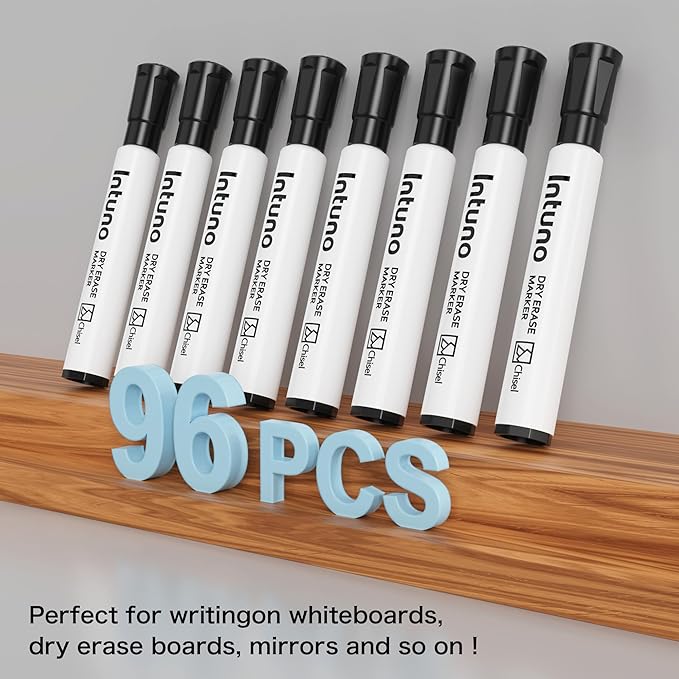 Dry Erase Markers, 96 Count Black, Chisel tip, Low-Odor, Perfect for Office, Teaching, Meeting, Presentation, Classroom, Home