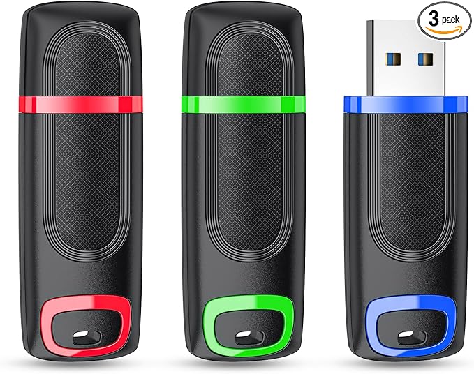 RAOYI 3 Pack 128GB Flash Drive, USB 3.0 High Speed Memory Stick Thumb Drive Jump Drive Zip Drive for Data Storage and Backup (Green,Red,Blue)