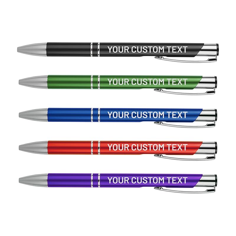 Bulk Personalized Pens Custom Engraved Ballpoint Pens (6 Pens, Blue)