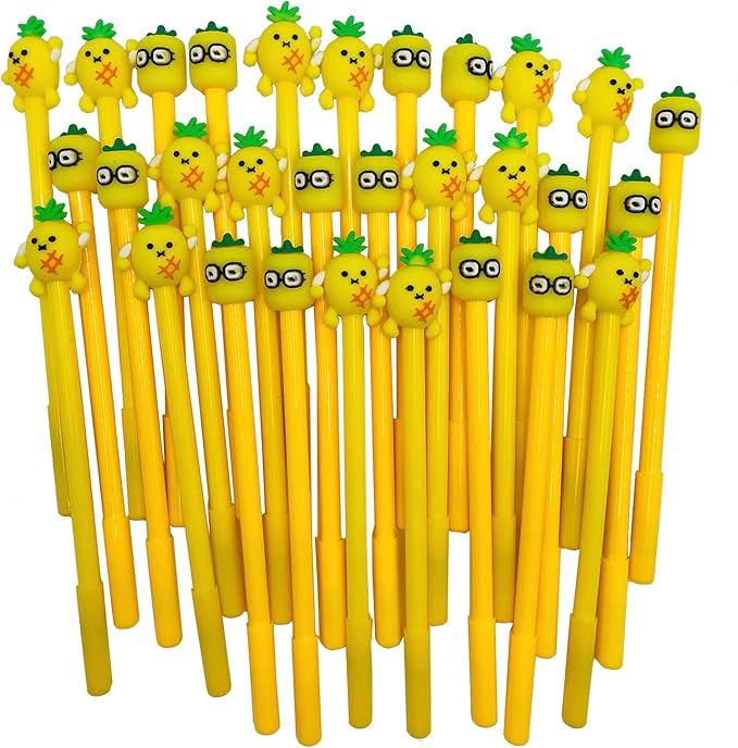 30 Pcs Cute Pineapple Gel Ink Pens Fun Kawaii Fruit Writing Pens 0.5 mm Black Ink Cool Novelty Fun Pens for Office Home School Supplies Student Present (Cute Pineapple)