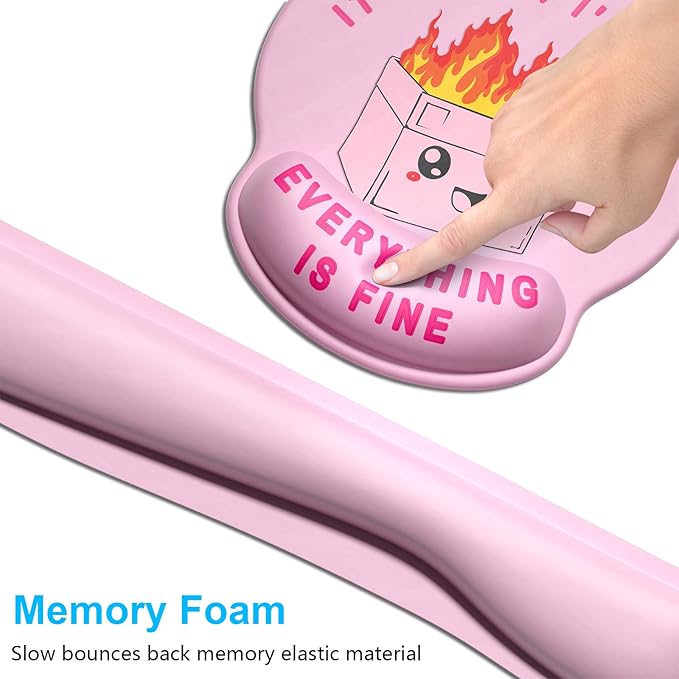 Dapesuom Keyboard Wrist Rest and Mouse Pad with Wrist Support, Cute Memory Foam Cushion for Keyboard and Mouse Set, Desktop Pad Rests with Non Slip Base for Easy Typing & Pain Relief, Pretty Dumpster