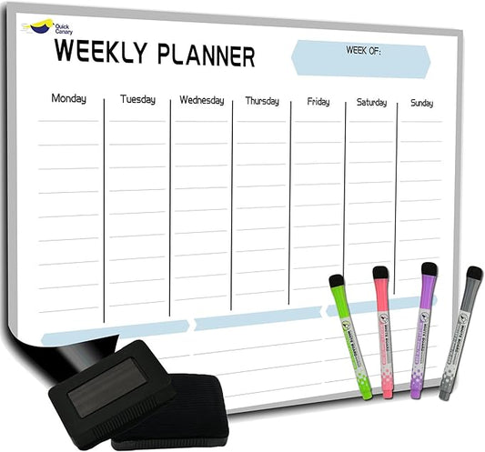 Magnetic Weekly Planner for Fridge – 17x12” Stain-Resistant Weekly Dry Erase Board with Nano Tech – Whiteboard Calendar for 2025 Schedules, Meals & Chores – Easy to Use with 4 Markers & Eraser