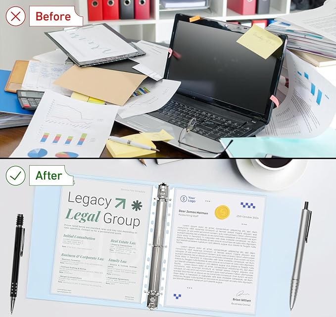 A4 Clear Sheet Protectors 11.89 x 9.17in,80 Punched Pocket with Sticky Tabs,120 Micron Heavy Duty Binder Sleeves 11-Hole Plastic Page Protectors Sheet Top Loaded for 2/3/4 Ring Binder Fits A4 Paper