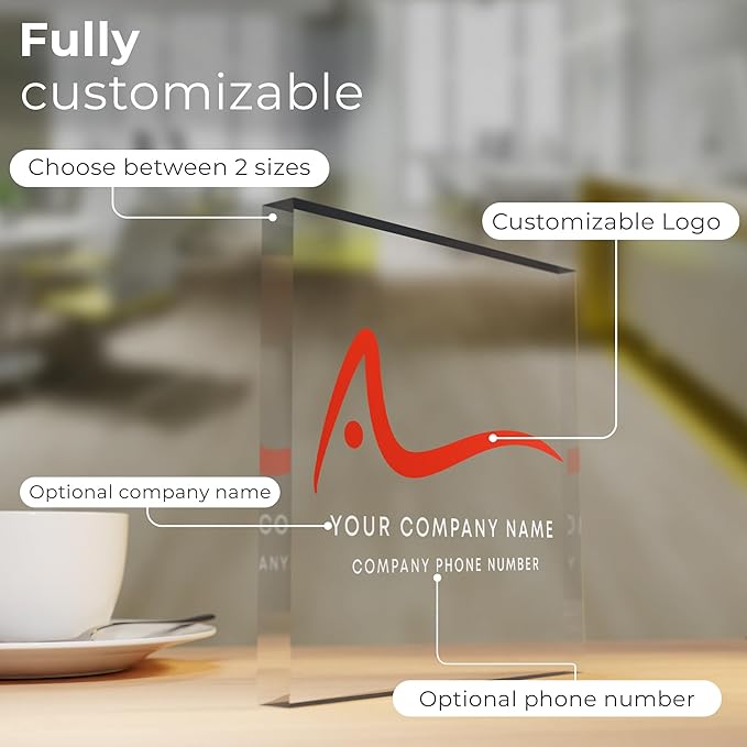 EGD Personalized Acrylic Business Logo Sign for Desk & Counter | Custom Vector Company Sign