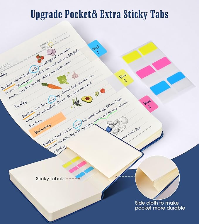 Lined Journal Notebook -365 Pages A5 Thick Journals Writing College Ruled Notebook,Hardcover Leather Journal,Daily Notebook Work,Note Taking,100Gsm Lined Paper( 5.75'' X 8.38'' Darkblue)