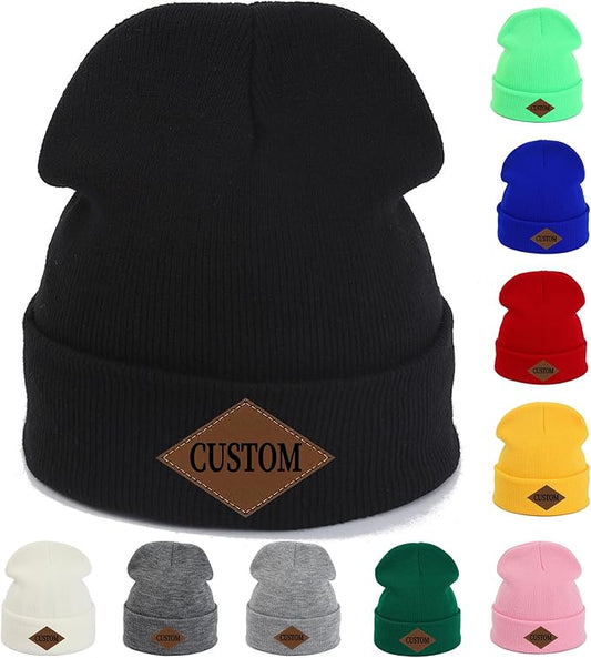Custom Beanie for Men Women Bulk Custom Winter Hat Beanies with Logo Text Image Personalized Knit Hats Gifts for Business