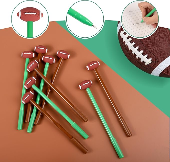 LiYiQ 25 Pcs Football Cartoon Cute Fun Pens for Kids Kawaii Football Shape Gel Black Ink Pen Cute Football Pens for School Office Home Student Kids Present