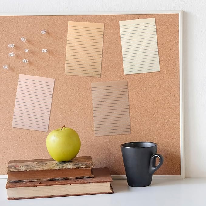 12 Pads Brown Boho Sticky Notes 4x6 with Line, Lined Self Stick Notes Pads Boho Office Supplies, Vintage Aesthetic School Accessories 50 Sheets/pad