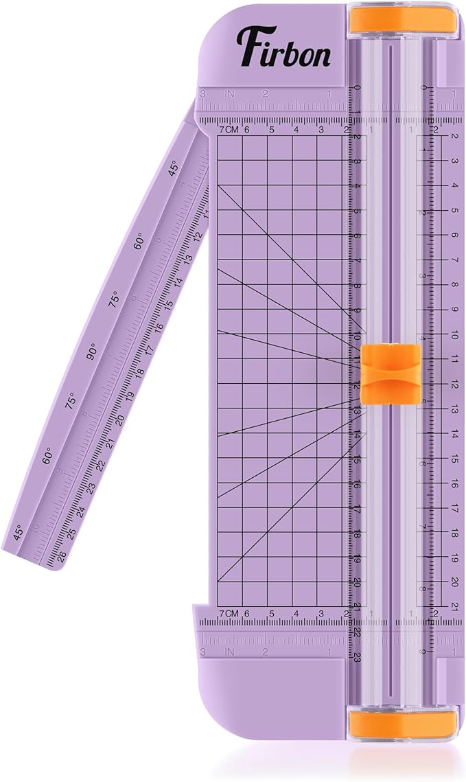Firbon Purple A5 Paper Cutter, Straight Small Paper Trimmer with Side Ruler for Scrapbooking Craft, Paper, Coupon, Label, Cardstock