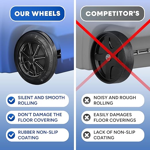 50-Gallon Recycle Rollout Trash Can with Lid, Commercial Heavy-Duty Container with Wheels, Blue