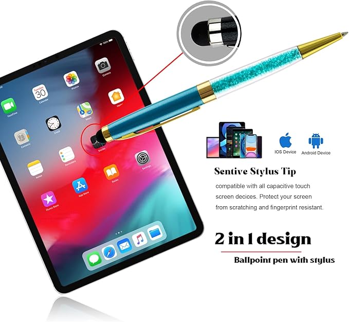 Personalized Pens Bulk Custom Customized Pen with Stylus Free Engraving Ballpoint Pens Set with Your Name Text for Business Women Men Graduation Wedding Christmas Gift 12pcs/Pack