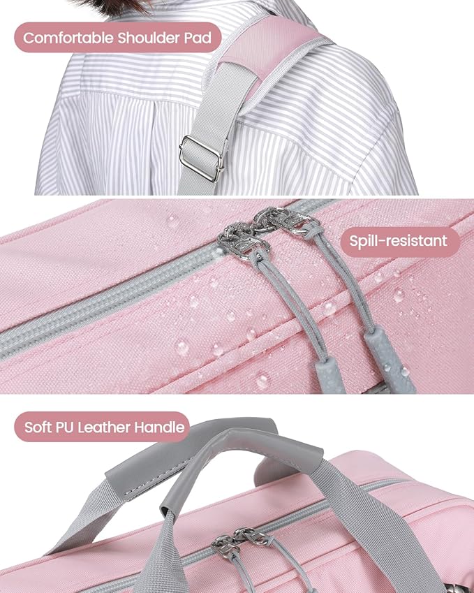 3 Inch 3 Ring Zipper Binder with Shoulder Strap & Handle & Multi-Pocket - 3" Binder with Zipper for School Girl & Boy, Compatible with 13-Inch Laptop MacBook/Tablet-Patent Design-Pink02