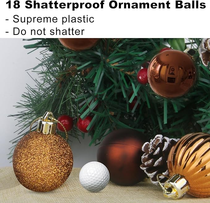 Bronze 3.2" Large Christmas Balls - Christmas Tree Decoration Ornaments Shatterproof Hanging Balls for Birthday Halloween Holiday Wedding Decorations Set of 18pcs