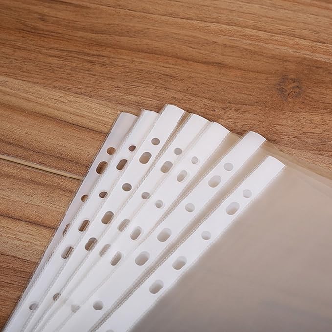 A4 Punched Pocket, Sheet Protectors, 100 Pages Clear Sheet Protectors for Binders, Heavy Duty Plastic Page Protectors Sheet Reinforced 11-Hole, Top Loading Paper Protector for Home, Office