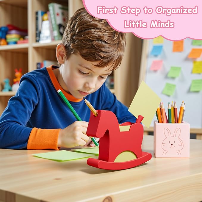 Li&Zhao Horse Sticky Note Holder - Cute Post It Note Dispenser Memo Dispenser Pen Holder Sticky Note Dispenser Post It Note Holder Notepad Holder for Desk School Office(Red)