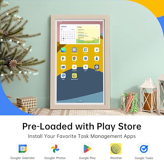 ApoloSign Digital Calendar: Electronic Calendar, Smart Touchscreen Interactive Display for Chore Chart, Family Schedules Planner, Supports All Apps via Google Play (Yellow, 21.5-inch)