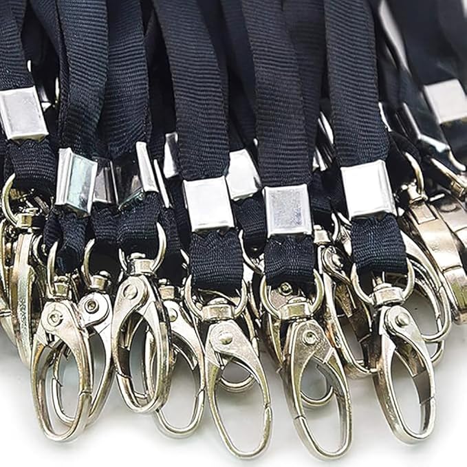 10pack Lanyards for Id Badges Holder Bulk Lanyard with Clip Swivel Hooks for Name Tag ID Badge Holder,Students, Employees (10, Black)