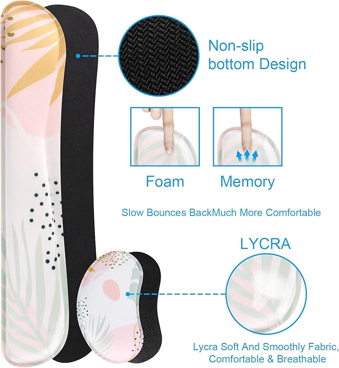 iCasso Desk Pad Mat, Big Ergonomic Mouse Pad,+ Keyboard Pad+Wrist Rest, Easy Typing Pain Relief, 3Pcs (35.4×15.7 in) Keyboard Mat Desk Mat for Keyboard and Mouse (Morlandi)