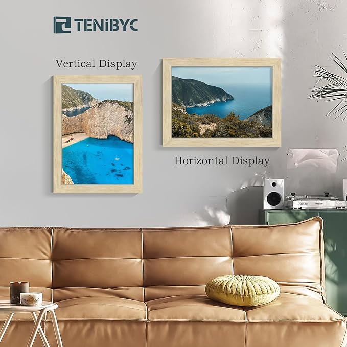 12x16 Picture Frames Set - 3 Pack - Natural Oak Wood - Tempered Glass - for Wall Photos, Family Memories, Posters & Puzzles, Home Decor