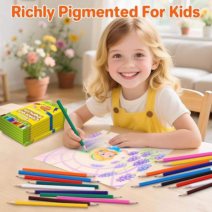 Shemira 100 Pack (1200 Count) Colored Pencils Bulk Set for Kids, Pre-sharpened Coloring Pencil in 12 Colors, Erasable Color Pencils', School Supplies for Kids Teachers, Back to School Supplies