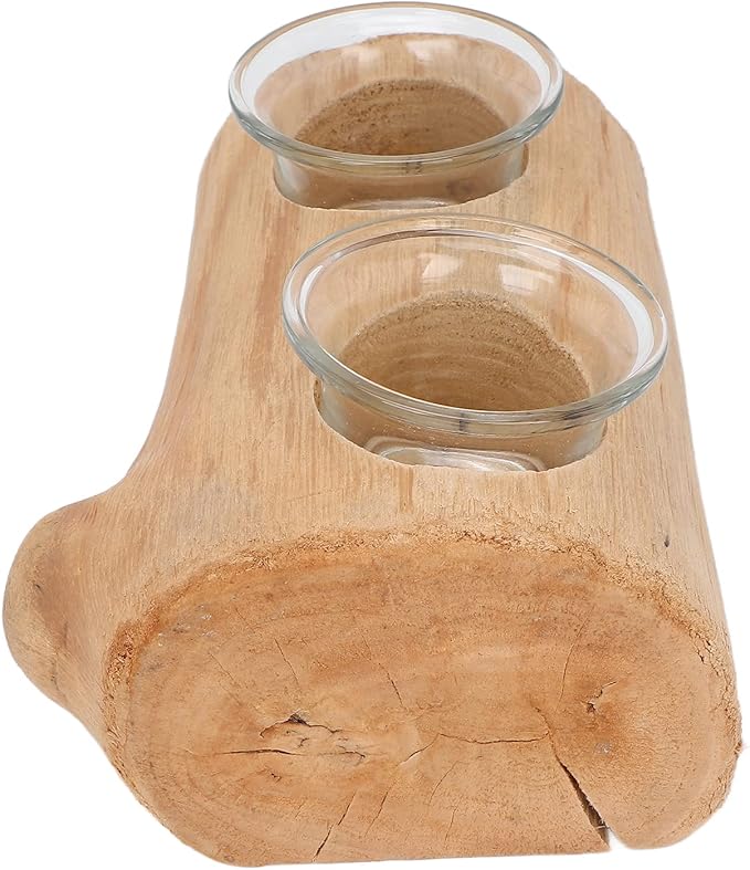 2 Hole Wooden Candle Holder Pastoral Style Simple Elegant Christmas Candleholder Dining Table Decoration