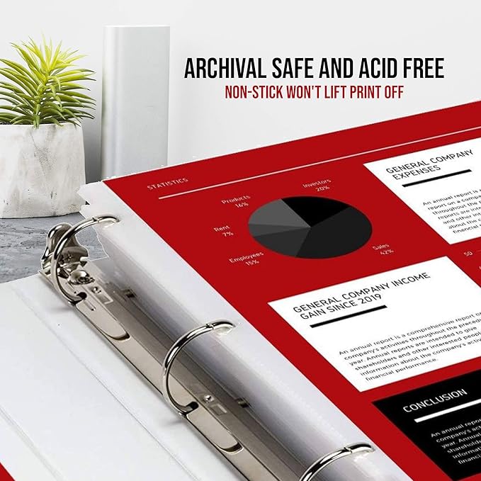 Performore 100-Pack Landscape Sheet Protectors | 11×8.5" Clear Top-Loading Sleeves | 3-Hole Punched, Acid-Free, Archival Safe Plastic for Binders, Scrapbooks, Photos & Documents