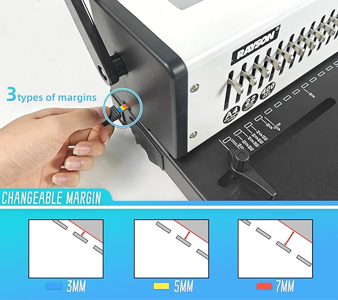 Rayson SD-220B Binding Machine, 21 Holes Comb Binding Machine, Max. Punch 20 Sheets & Binding 400 Sheets