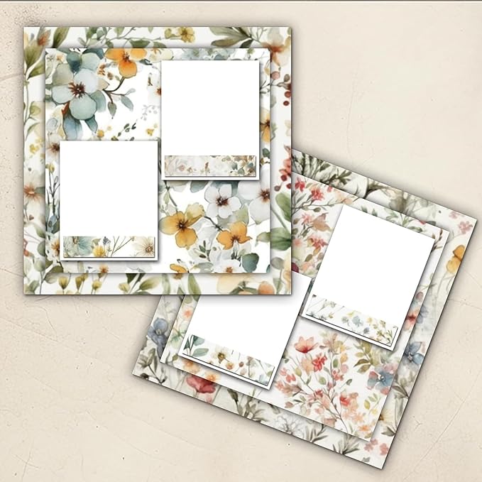 48 Sheets Floral Vintage Scrapbook Paper , Watercolor Vintage Floral Pattern Decorative Scrapbook Paper for Journals DIY Cards and Photo Albums,Aesthetic Craft Supplies for Kids and Adults