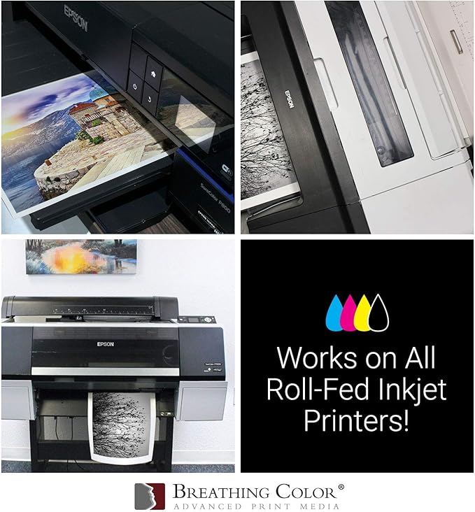 Elegance Velvet 60 in x 40 ft roll is a Premium Matte 310 gsm, Cold Pressed Bright White Museum Grade Fine Art Inkjet Paper, Compatible with Most Dye-Based and Pigment Printers