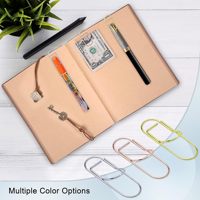 Wisdompro Pen Clip, 12 Pack Stainless Steel Pen Clip Holder for Notebook, Books, Journal, Clipboard, Paper, etc. - Fits Almost Any Pen Size (Gold)