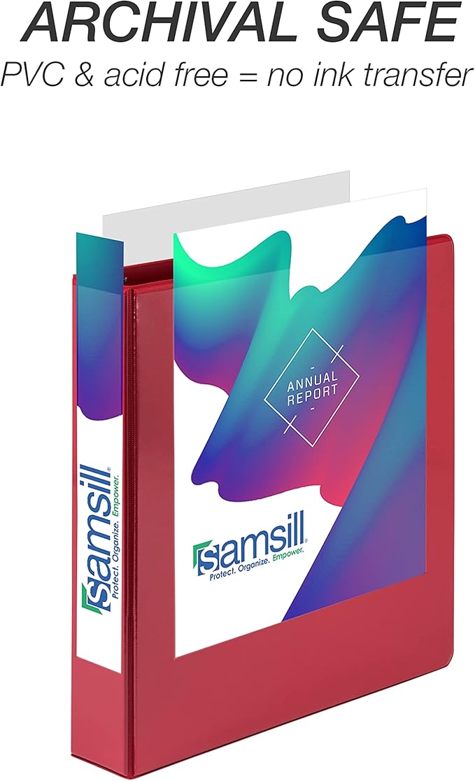 Samsill Durable 1.5 inch 3 Ring Binder, Made in USA, D Ring Binder, FSC 100% Recycled Chipboard, Basic Assortment, 12 Pack