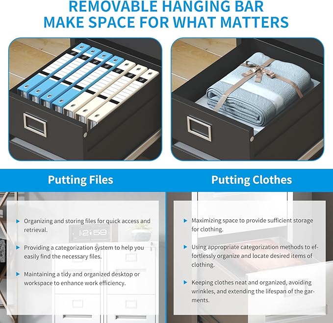 2 Drawer File Cabinet with Lock and Card Slot, Vertical Metal Filing Cabinet for Home Office Under Desk Storage for A4 Legal/Letter Folders,Silent Sliding Drawers, Assembly Required (Black)