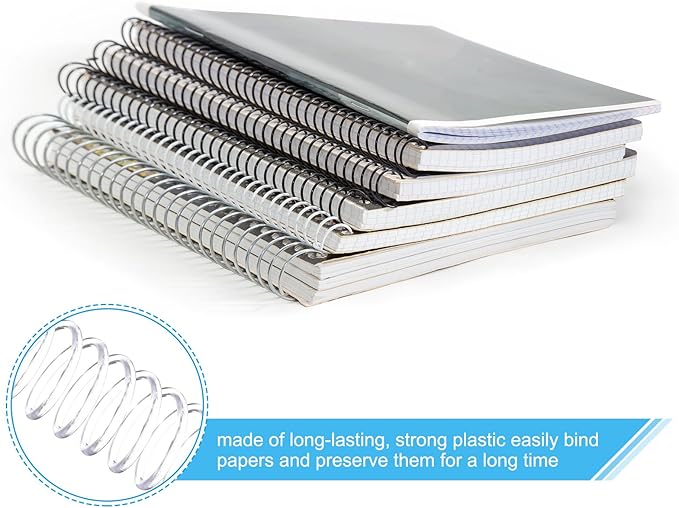 PATIKIL 20mm(3/4") Plastic Spiral Binding Coils, 20 Pcs Binding Spirals 170 Sheet Capacity 4:1 Pitch Binding Spirals for Binding Paper Sheets, Transparent