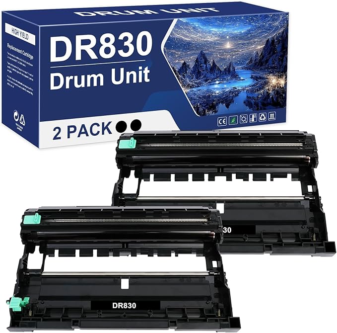 DR830 DR-830 Drum Unit Black 2-Pack Replacement for Brother DR830 DR 830 DR-830 HL-L2400D L2405W L2460DW L2460DWXL L2865DW L2480DW DCP-L2640DW MFC-L2807DW L2820DW L2820DWXL Printer (Not Toner)